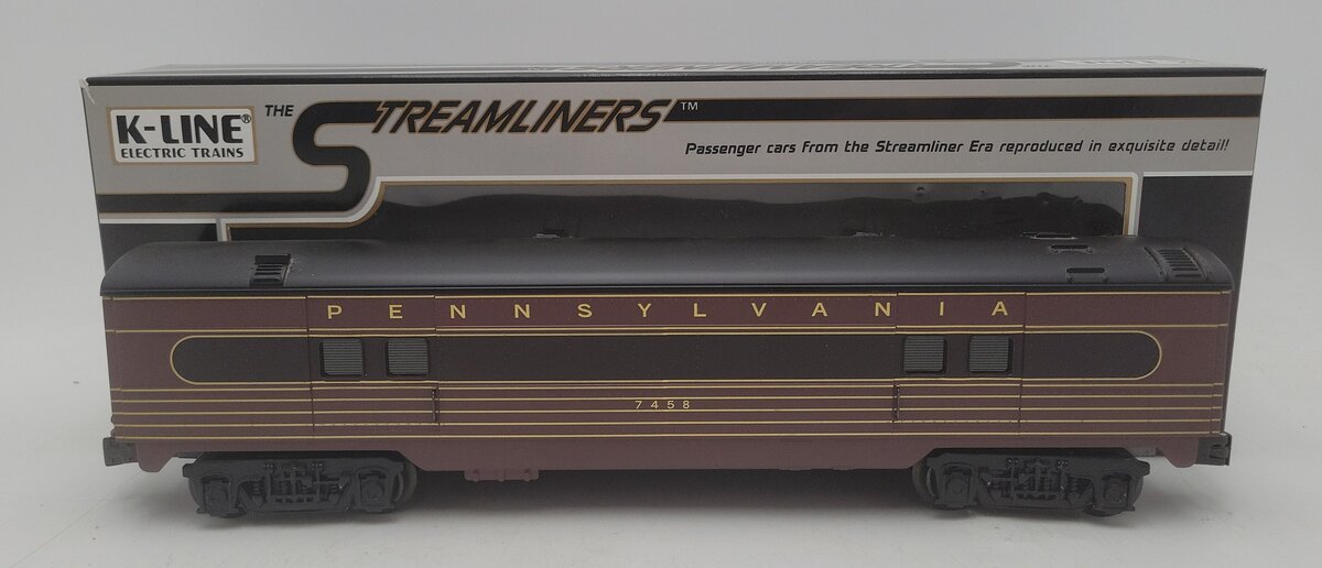 K-Line K4580-7458 O PRR "Fleet of Modernism" 12.5" Streamliner Baggage Car #7458 EX/Box