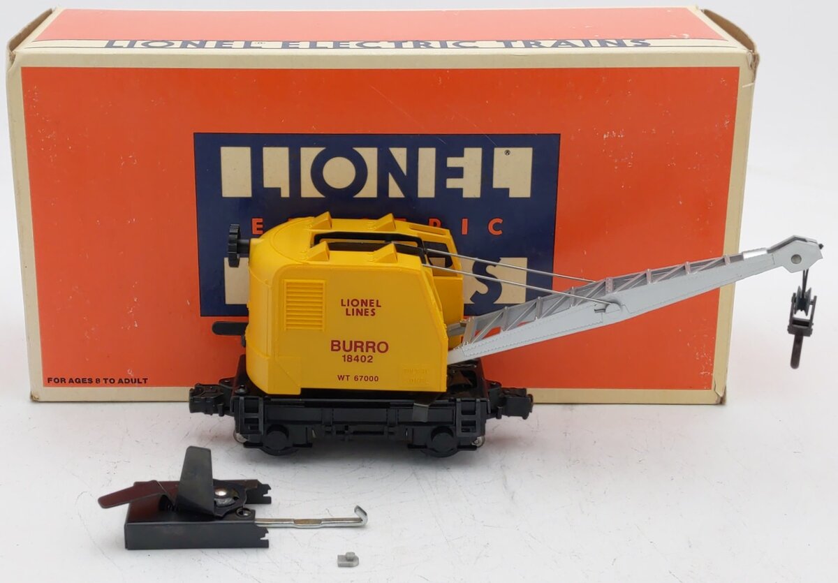 Lionel 6-18402 O Gauge Lionel Lines Operating Burro Crane #18402 EX/Box