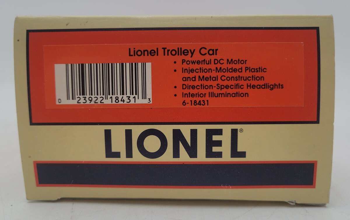 Lionel 6-18431 O Gauge Lionel Transit Trolley Car EX/Box