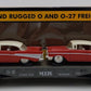 MTH 30-7610 O Gauge MTH Lines Flat Car with 2 Red Ertl '57 Chevys VG/Box