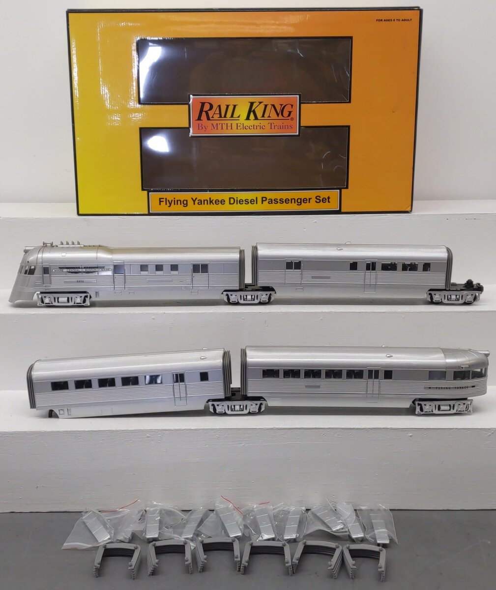 MTH 30-2298-1 O B&M Flying Yankee Diesel Passenger Set w/PS 2.0 (Set of 4) EX/Box