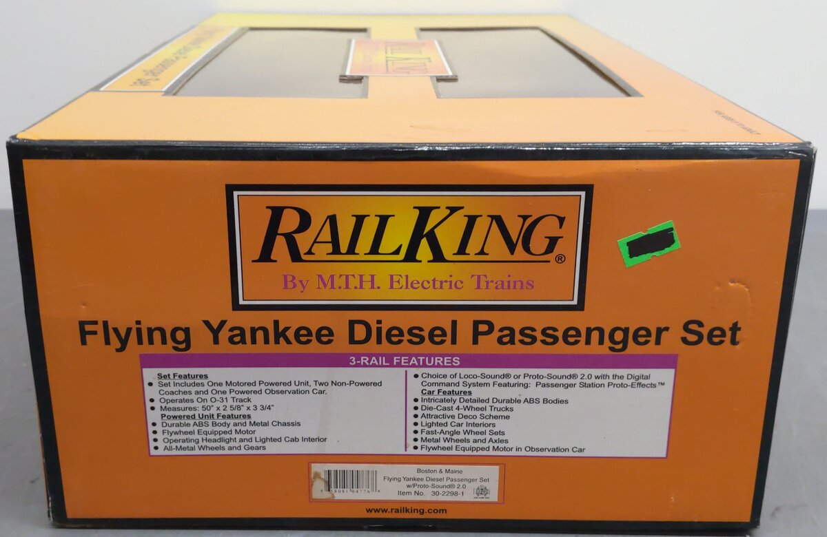MTH 30-2298-1 O B&M Flying Yankee Diesel Passenger Set w/PS 2.0 (Set of 4) EX/Box