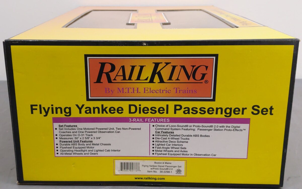 MTH 30-2298-1 O B&M Flying Yankee Diesel Passenger Set w/PS 2.0 (Set of 4) EX/Box