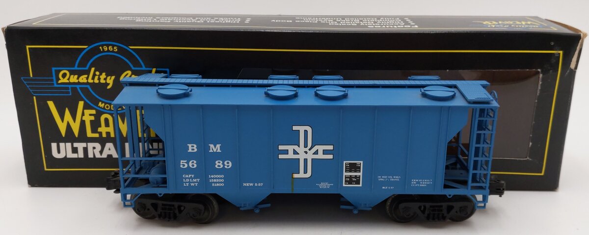Weaver 5689 O Gauge Boston & Maine PS-2 Covered Hopper Car 3-Rail EX/Box