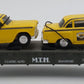 MTH 30-7625 O Gauge MTH Auto Transport Flatcar w/ Ertl Checker Cabs #1959 LN/Box