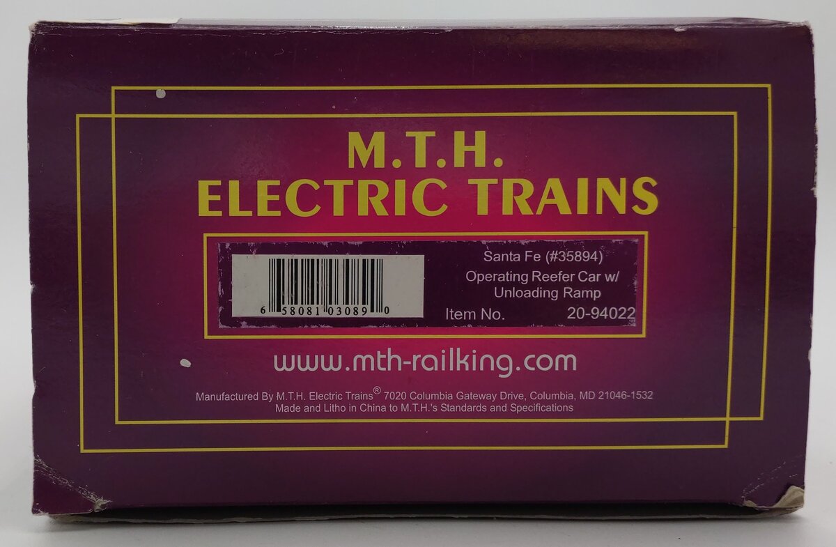 MTH 20-94022 O Gauge Santa Fe Operating Reefer Car #35894 w/ Unloading Ramp LN/Box