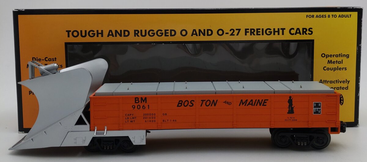 MTH 30-7946 O Gauge B&M Heavy Duty Snow Plow w/Headlight #9061 LN/Box