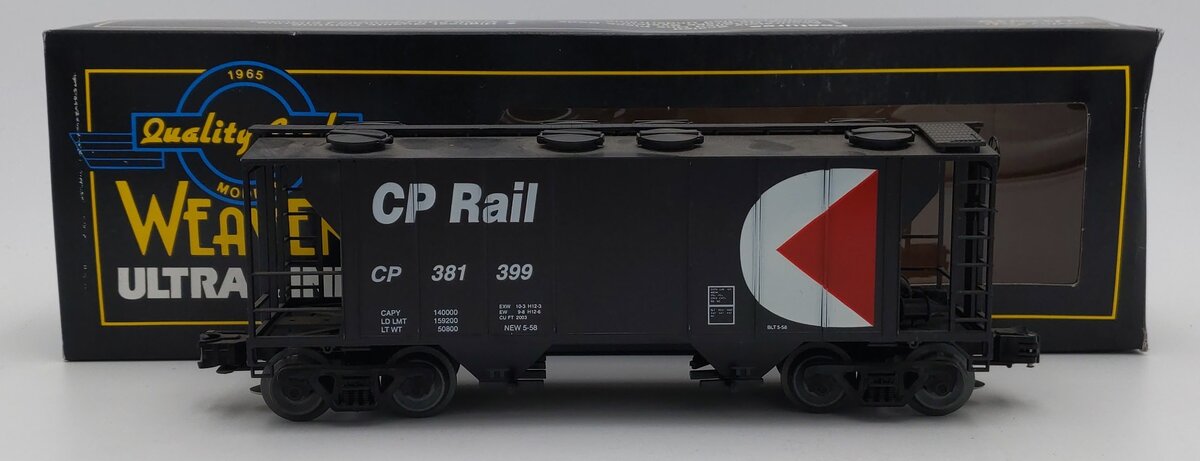 Weaver U1909 O Gauge CP Rail PS-2 Covered Hopper #381399 VG/Box