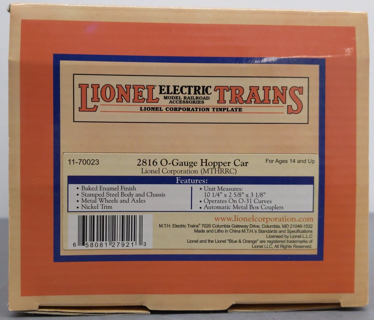 MTH 11-70023 O Gauge Hopper Car #2816 LN/Box