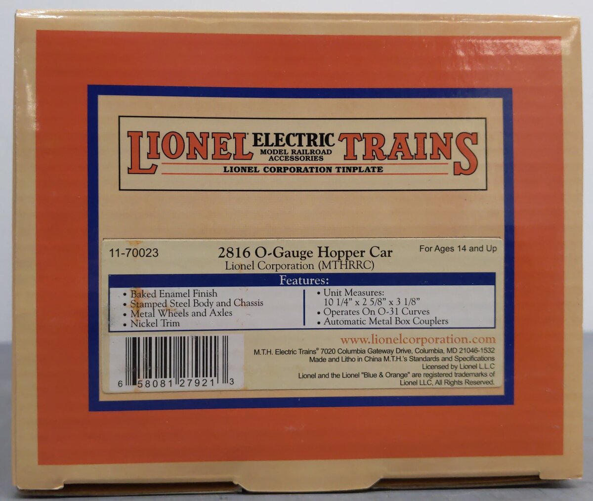 MTH 11-70023 O Gauge Hopper Car #2816 LN/Box