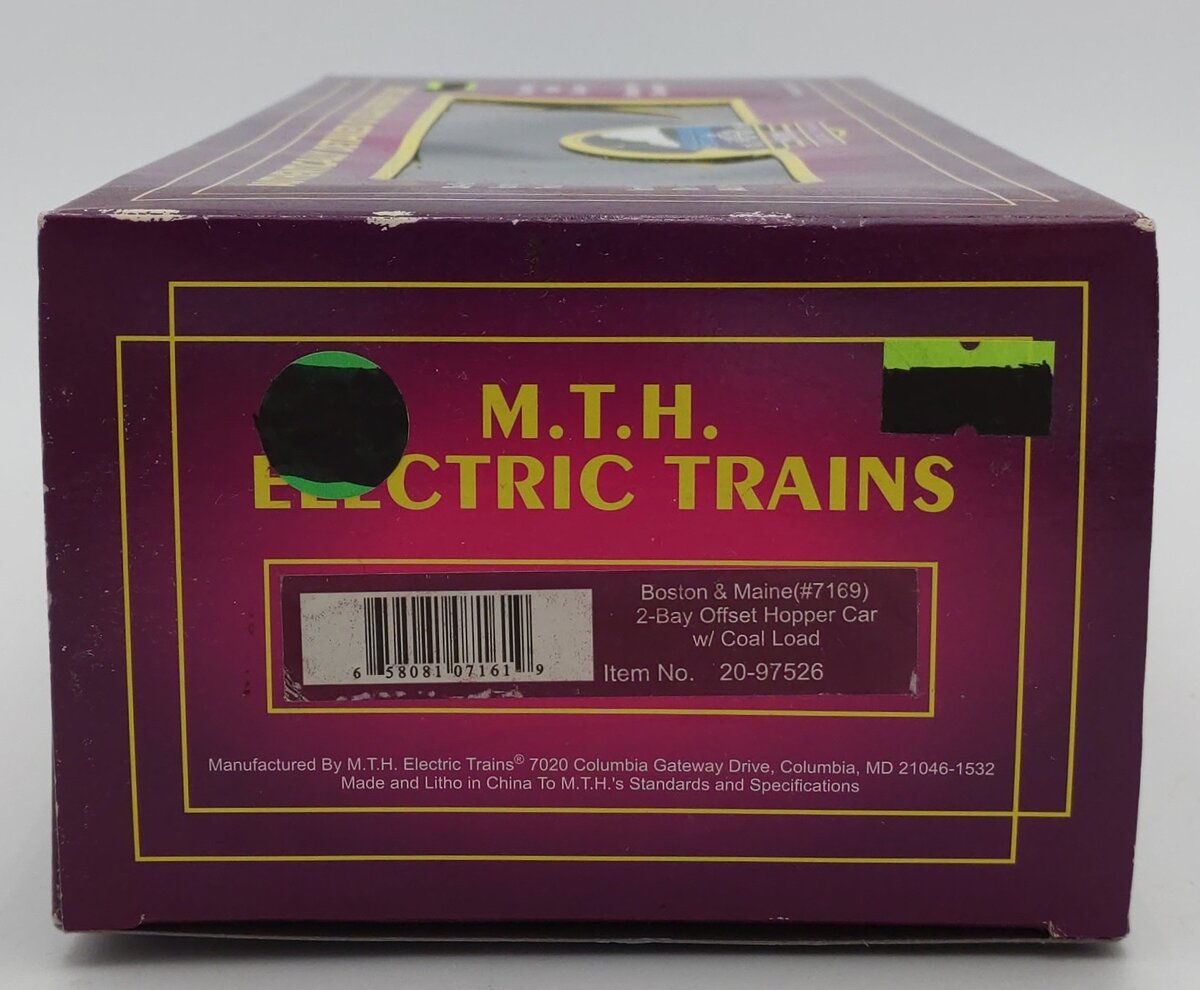 MTH 20-97526 O Boston & Maine Premier 2-Bay Offset Hopper Car with Coal Load LN/Box