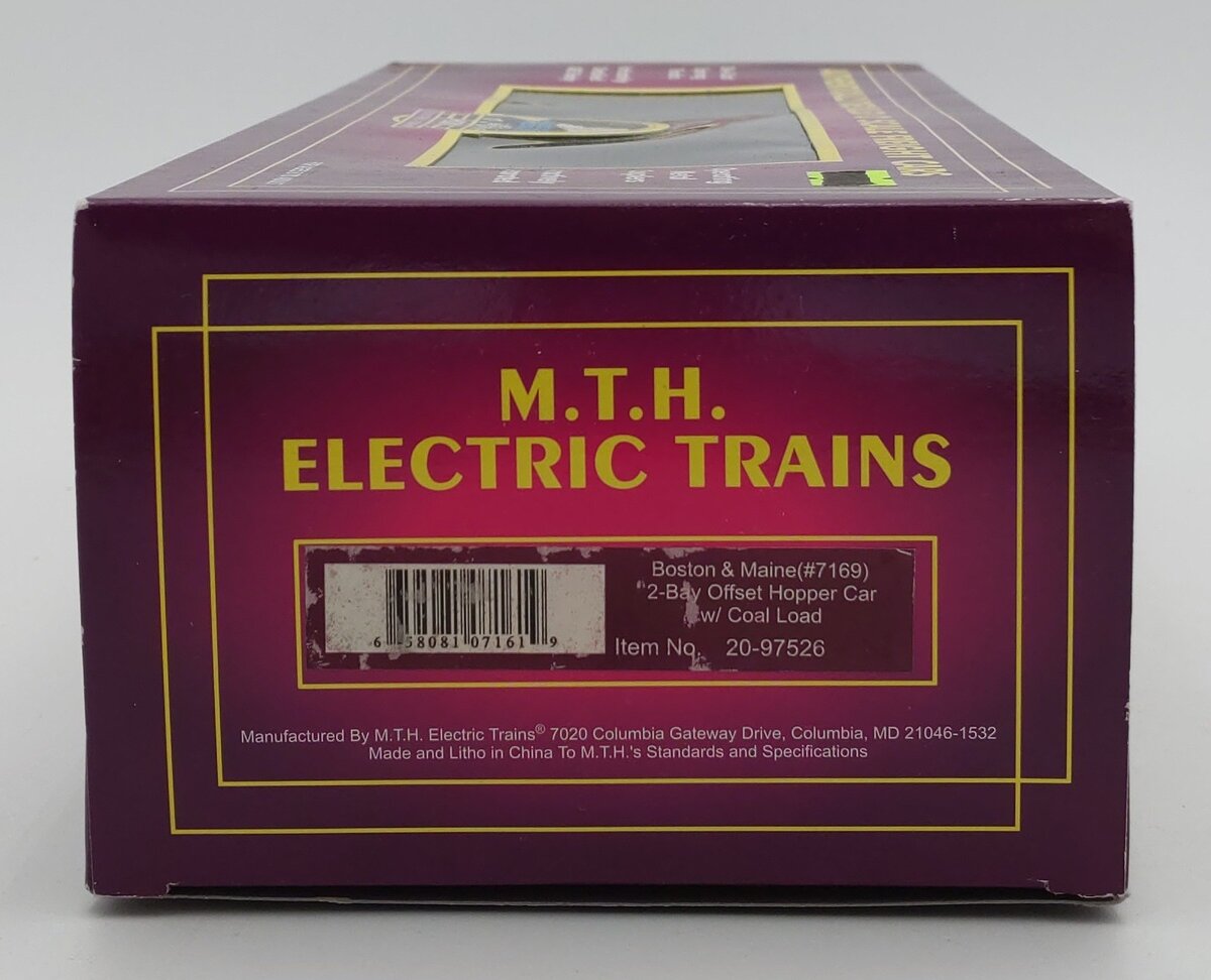 MTH 20-97526 O Boston & Maine Premier 2-Bay Offset Hopper Car with Coal Load LN/Box