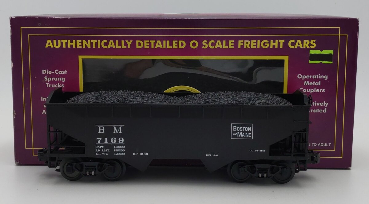 MTH 20-97526 O Boston & Maine Premier 2-Bay Offset Hopper Car with Coal Load LN/Box