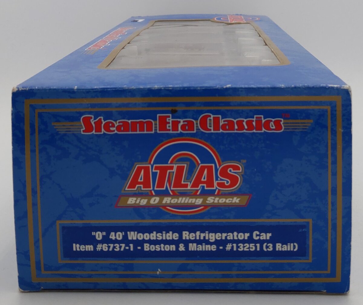 Atlas 6737-1 O Gauge Boston & Maine 40' Woodside Refrigerator Car #13251 3-Rail LN/Box