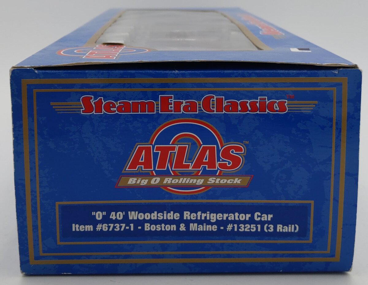 Atlas 6737-1 O Gauge Boston & Maine 40' Woodside Refrigerator Car #13251 3-Rail LN/Box
