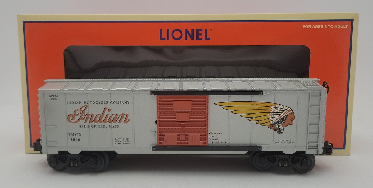 Lionel 6-52418 O Gauge NETCA 2006 Indian Motorcycle Boxcar LN/Box