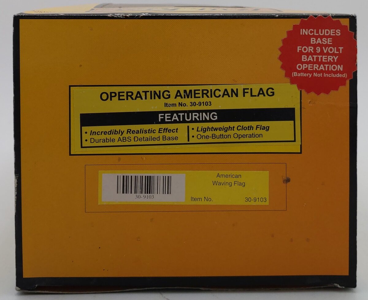 MTH 30-9103 O Scale Operating American Waving Flag LN/Box