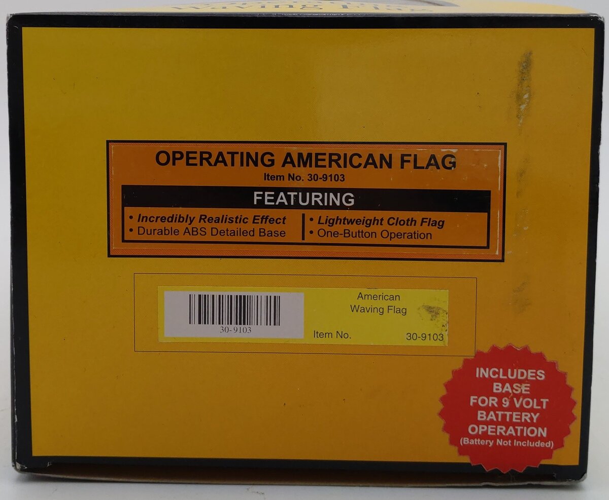 MTH 30-9103 O Scale Operating American Waving Flag LN/Box