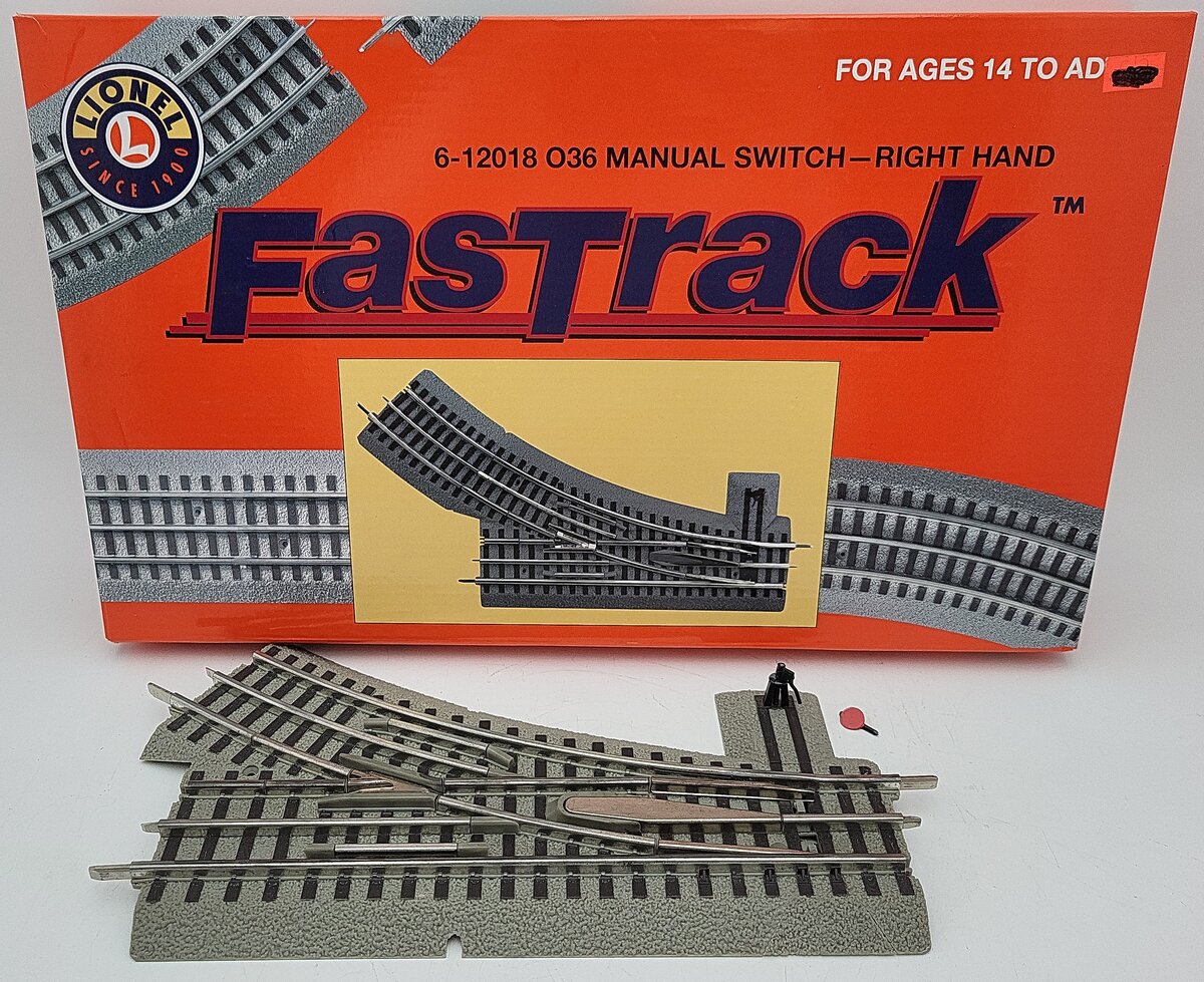 Lionel 6-12018 O O36 FasTrack Right Hand Manual Switch Turnout VG/Box