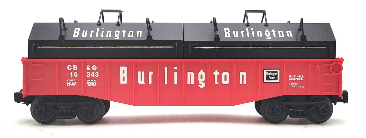 Lionel 6-16343 O Gauge Burlington Gondola w/Coil Covers VG