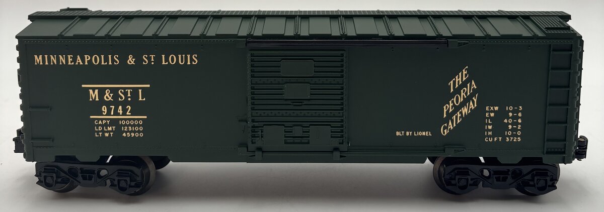 Lionel 6-9742 O Gauge Green Minneapolis & St. Louis Boxcar EX/Box