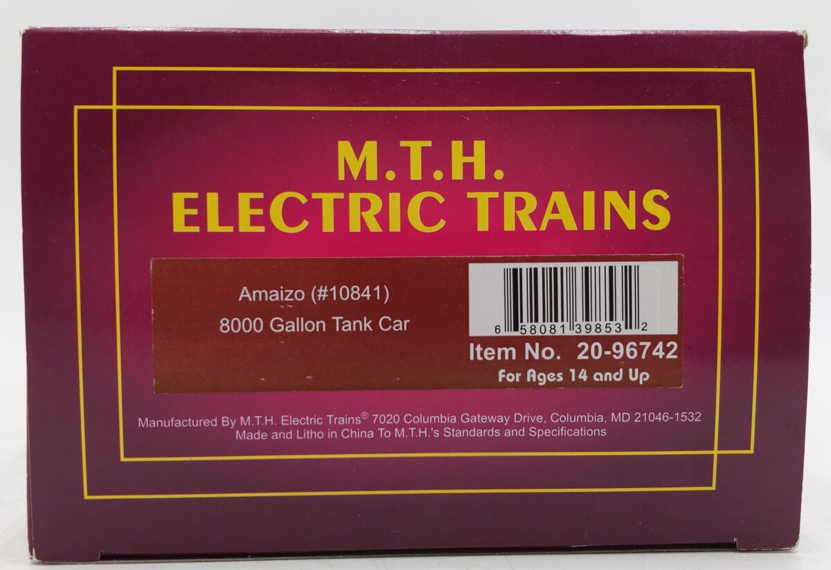 MTH 20-96742 O Gauge Amaizo 8000 Gallon Tank Car #10841 LN/Box