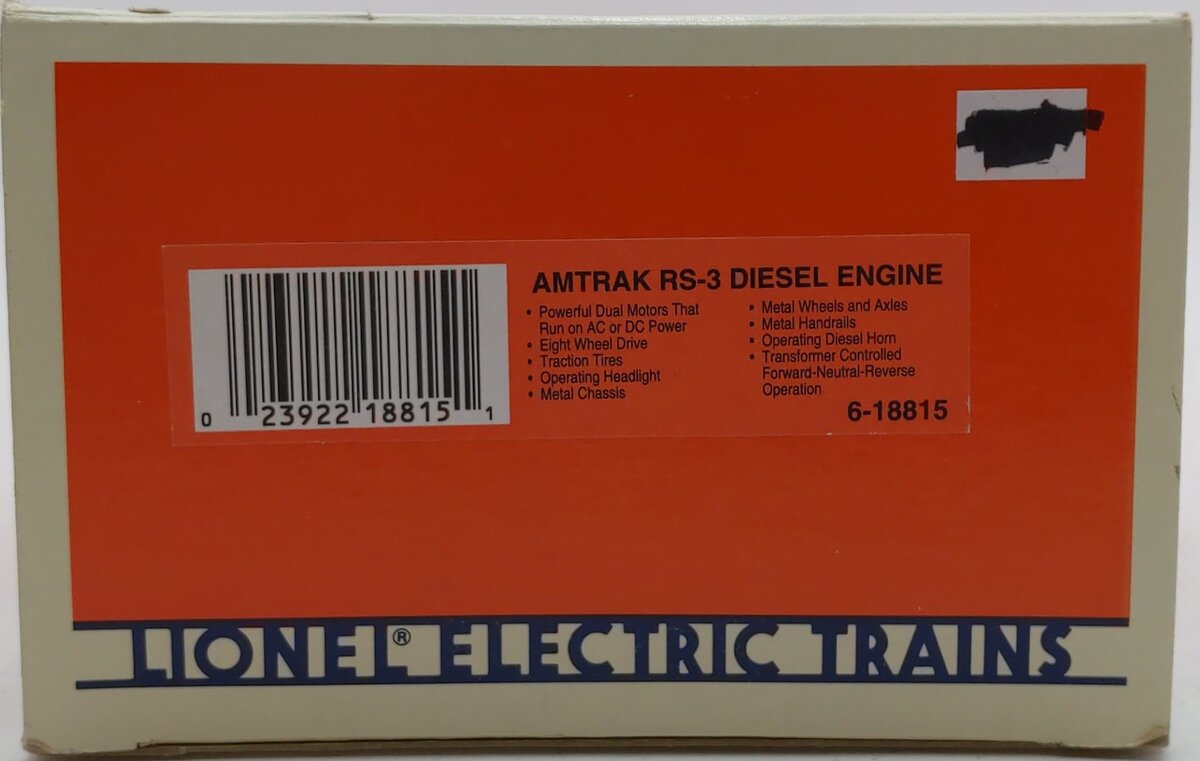 Lionel 6-18815 O Gauge Amtrak RS-3 Diesel Switcher #1815 EX/Box