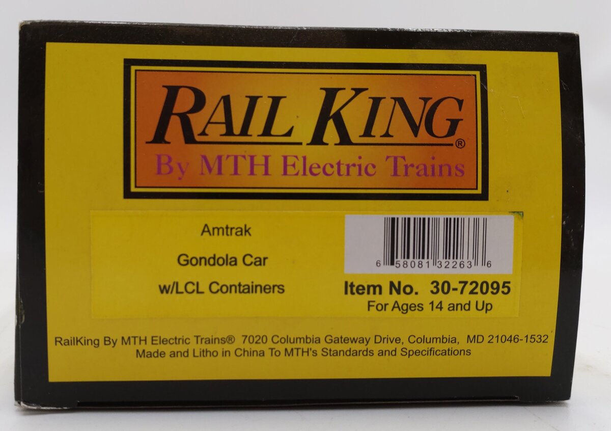 MTH 30-72095 O-27 Amtrak Gondola w/LCL Containers LN/Box