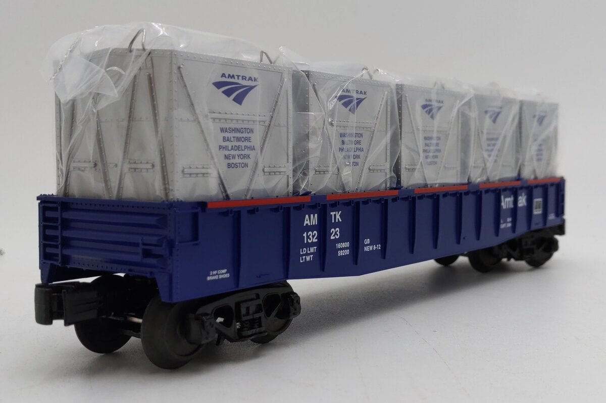 MTH 30-72095 O-27 Amtrak Gondola w/LCL Containers LN/Box