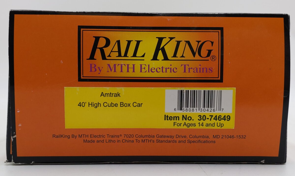 MTH 30-74649 O Gauge Amtrak 40' Hi-Cube Boxcar #70201 LN/Box