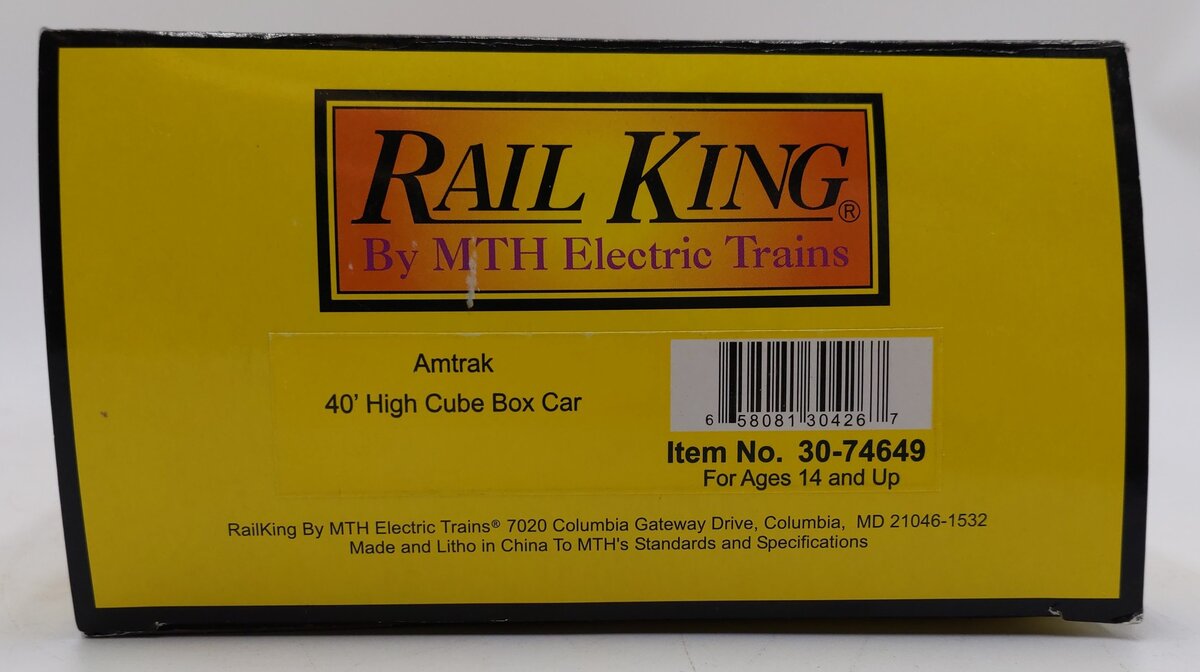 MTH 30-74649 O Gauge Amtrak 40' Hi-Cube Boxcar #70201 LN/Box