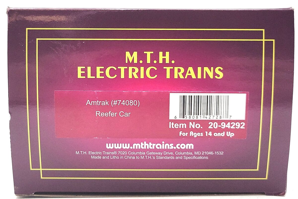 MTH 20-94292 O Gauge Amtrak Reefer Car #74080 NIB