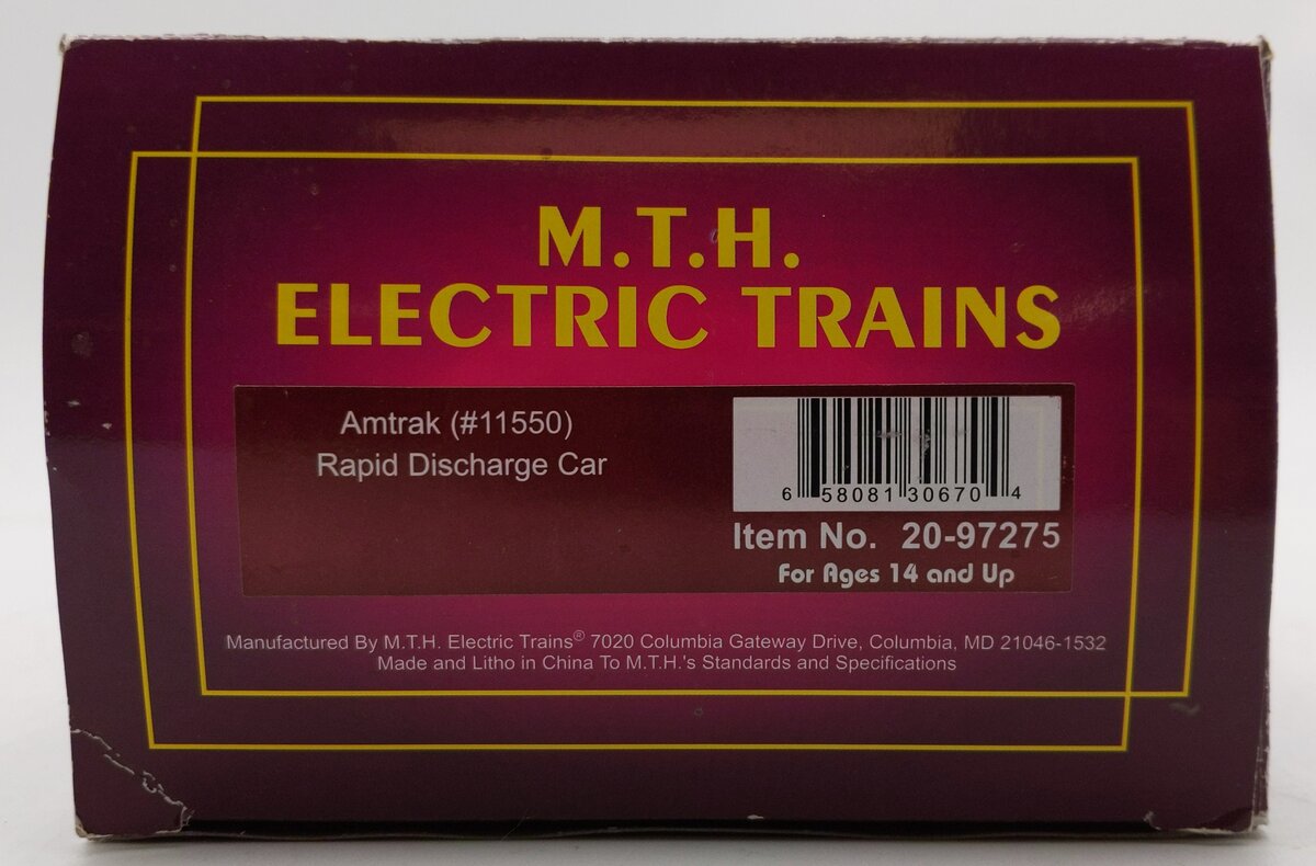 MTH 20-97275 O Gauge Amtrak Rapid Discharge Hopper Car #11550 LN/Box