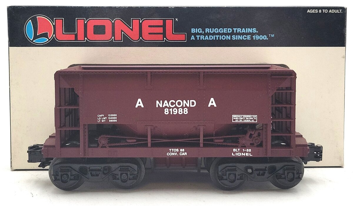 Lionel 6-17872 O Gauge TTOS 1988 Convention Anaconda Ore Car #81988 LN/Box