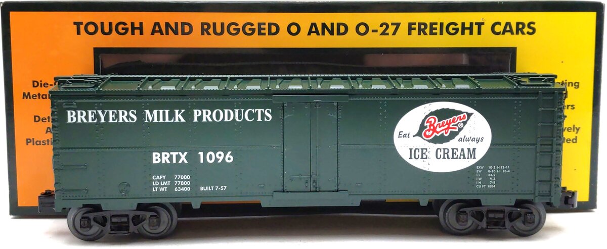 MTH 30-78190 O Breyers RailKing Modern Reefer Car #1096 LN/Box