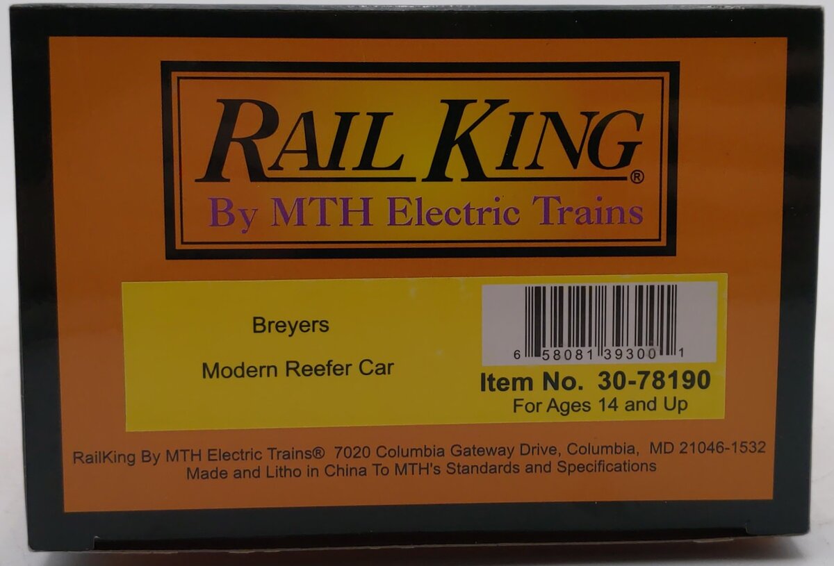 MTH 30-78190 O Breyers RailKing Modern Reefer Car #1096 LN/Box