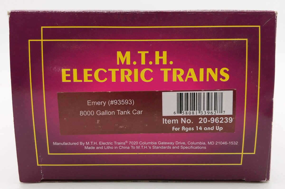 MTH 20-96239 O Gauge Emery 8,000-Gallon Tank Car #93593 LN/Box
