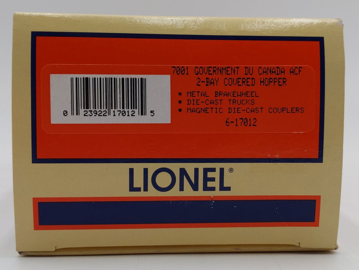Lionel 6-17012 O Government du Canada ACF 2-Bay Covered Hopper #7001 LN/Box