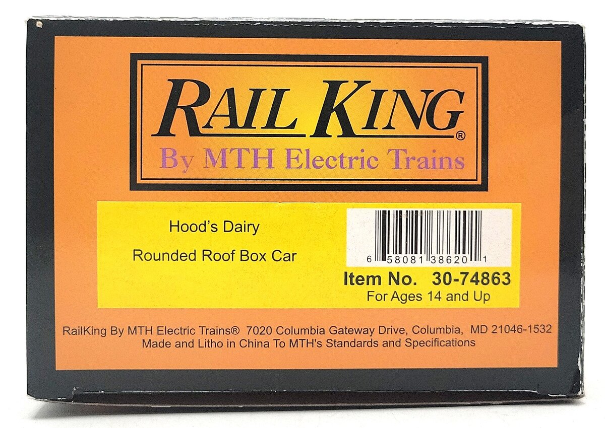 MTH 30-74863 O Hood's Dairy Rounded Roof Boxcar LN/Box