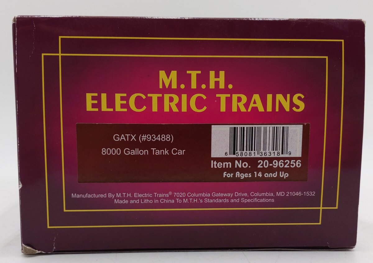 MTH 20-96256 O Gauge GATX 8,000 Gallon Tank Car #93488 LN/Box