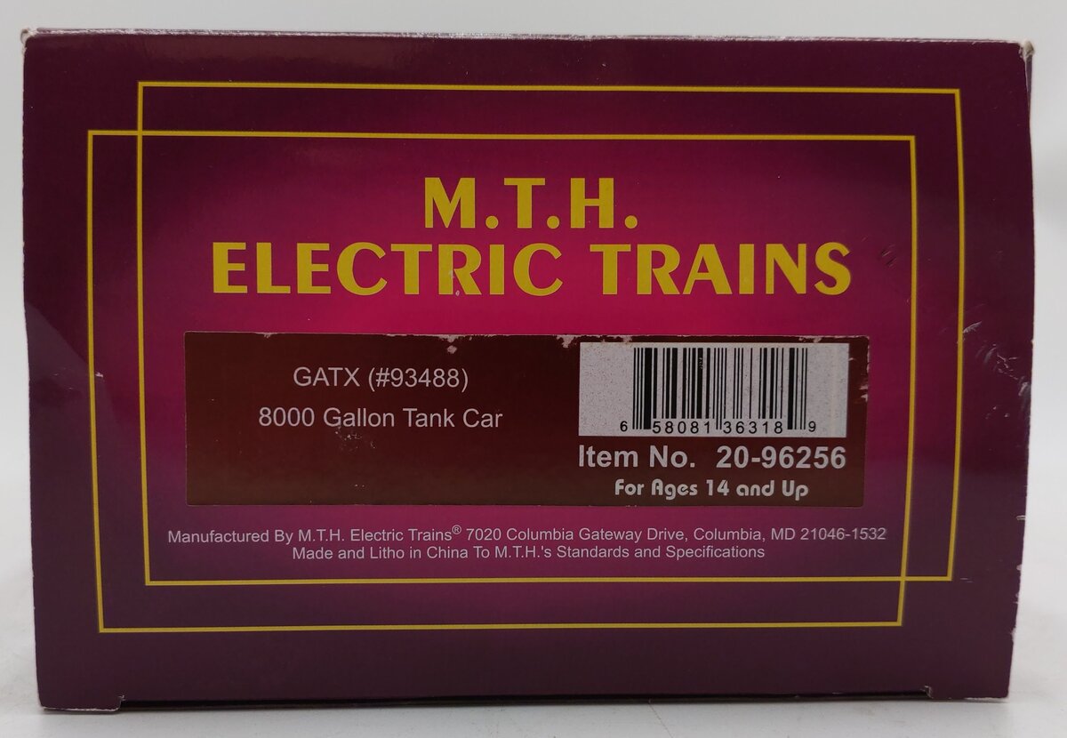 MTH 20-96256 O Gauge GATX 8,000 Gallon Tank Car #93488 LN/Box