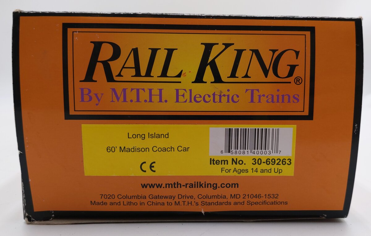 MTH 30-69263 O Gauge Long Island 60' Madison Coach Car #820 LN/Box