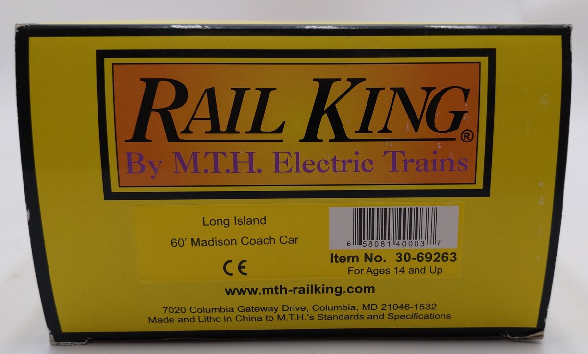 MTH 30-69263 O Gauge Long Island 60' Madison Coach Car #820 LN/Box