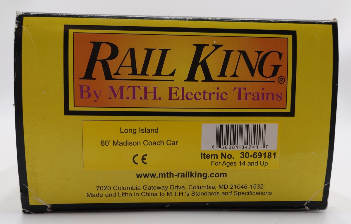 MTH 30-69181 O-27 Long Island Railroad 60' Madison Coach LN/Box