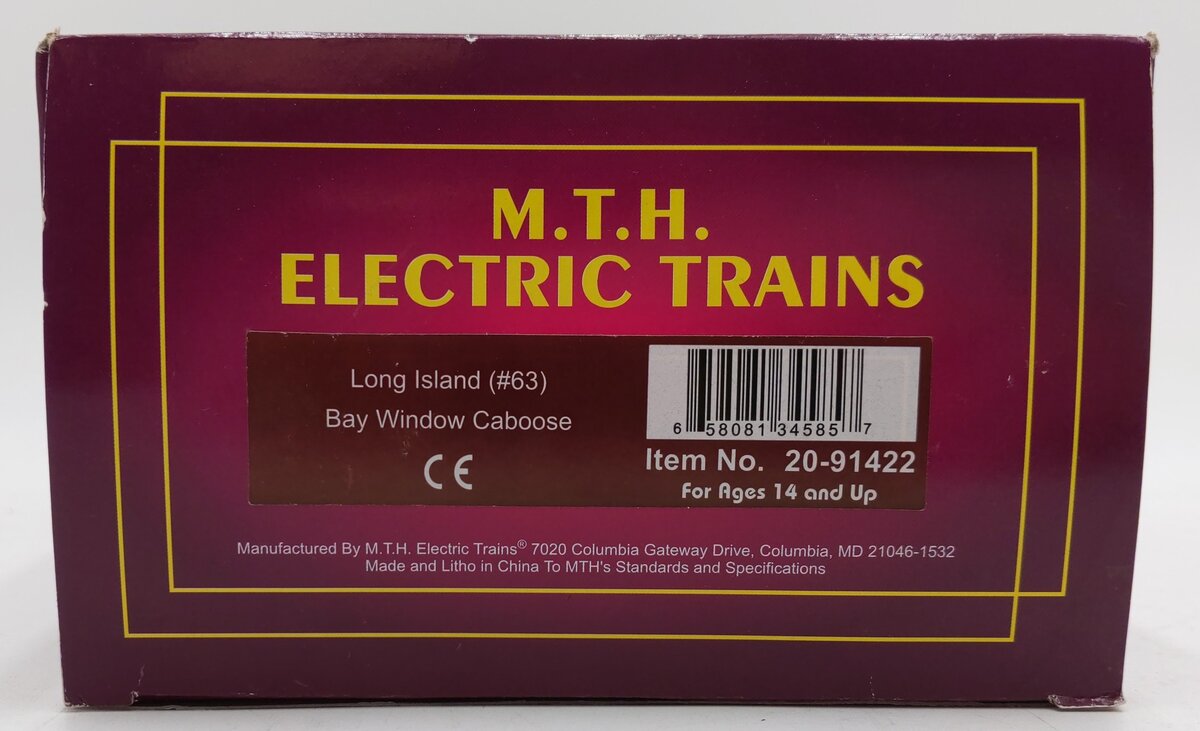 MTH 20-91422 O Long Island Railroad Bay Window Caboose #63 LN/Box