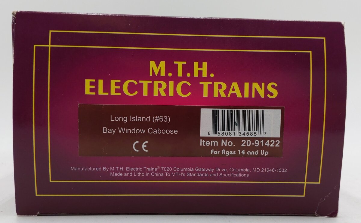 MTH 20-91422 O Long Island Railroad Bay Window Caboose #63 LN/Box