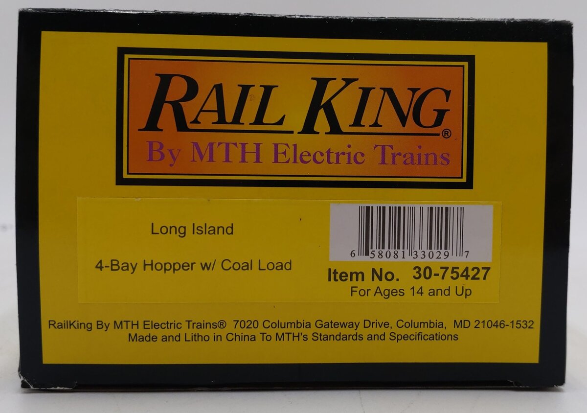 MTH 30-75427 O Gauge Long Island 4-Bay Hopper w/ Coal Load #4958 LN/Box