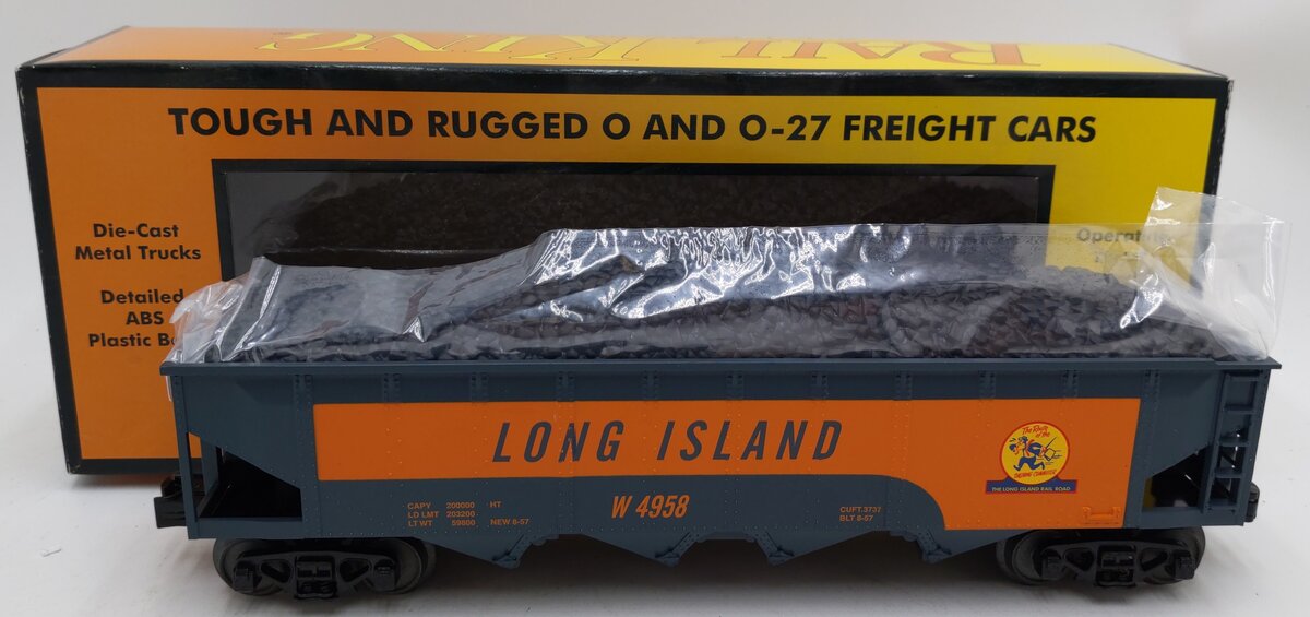 MTH 30-75427 O Gauge Long Island 4-Bay Hopper w/ Coal Load #4958 LN/Box