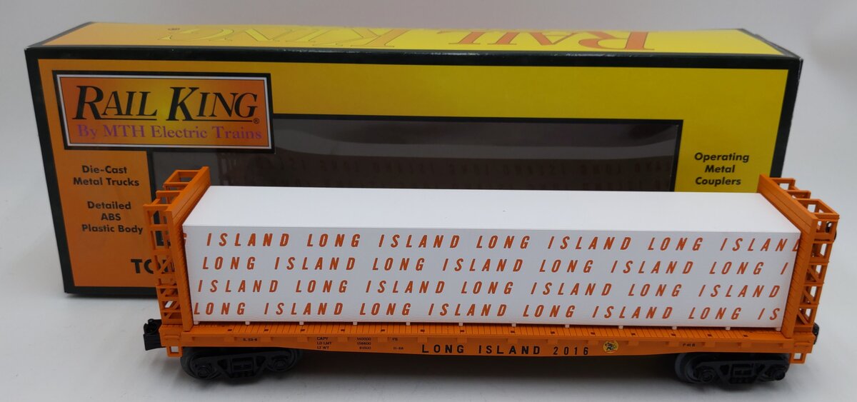 MTH 30-76646 O Long Island Bulkhead Flat Car w/ Lumber Load LN/Box