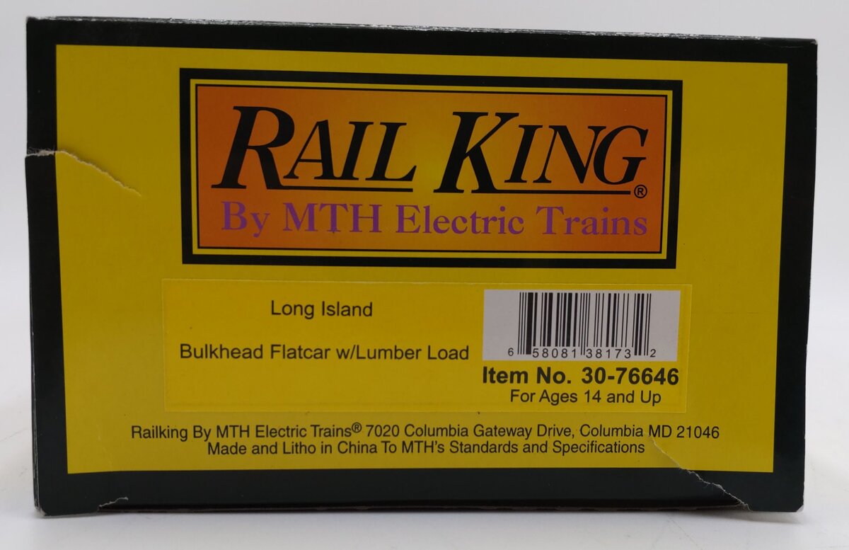 MTH 30-76646 O Long Island Bulkhead Flat Car w/ Lumber Load LN/Box